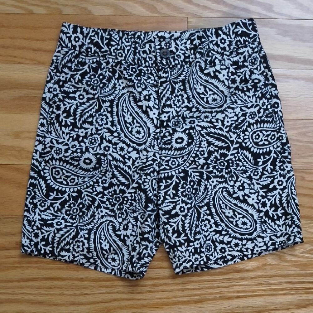 Janie and Jack, Black & Cream Paisley Boy/Girl Shorts, Size 7 (GU)